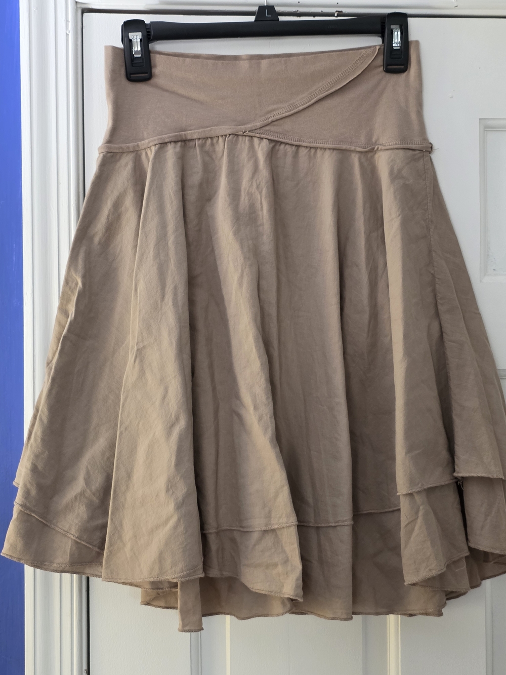 LUNA LUZ Women’s Flared Skirt in Taupe - Casual Layered A-Line